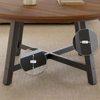 36 Round Coffee Table  Wood Grain Top with Thick Metal Legs & Adjustable Feet, Modern Circle Center Table for Living Room & Apartments