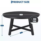 36 Round Coffee Table  Wood Grain Top with Thick Metal Legs & Adjustable Feet, Modern Circle Center Table for Living Room & Apartments