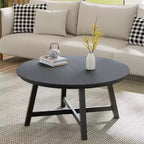 36 Round Coffee Table  Wood Grain Top with Thick Metal Legs & Adjustable Feet, Modern Circle Center Table for Living Room & Apartments