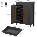 5-Tier Shoe Storage Cabinet with Louvered Doors and Drawer, Shoe Rack Organizer with Adjustable Shelves for Entryway, Hallway, Closet, Black