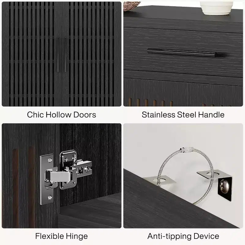 5-Tier Shoe Storage Cabinet with Louvered Doors and Drawer, Shoe Rack Organizer with Adjustable Shelves for Entryway, Hallway, Closet, Black