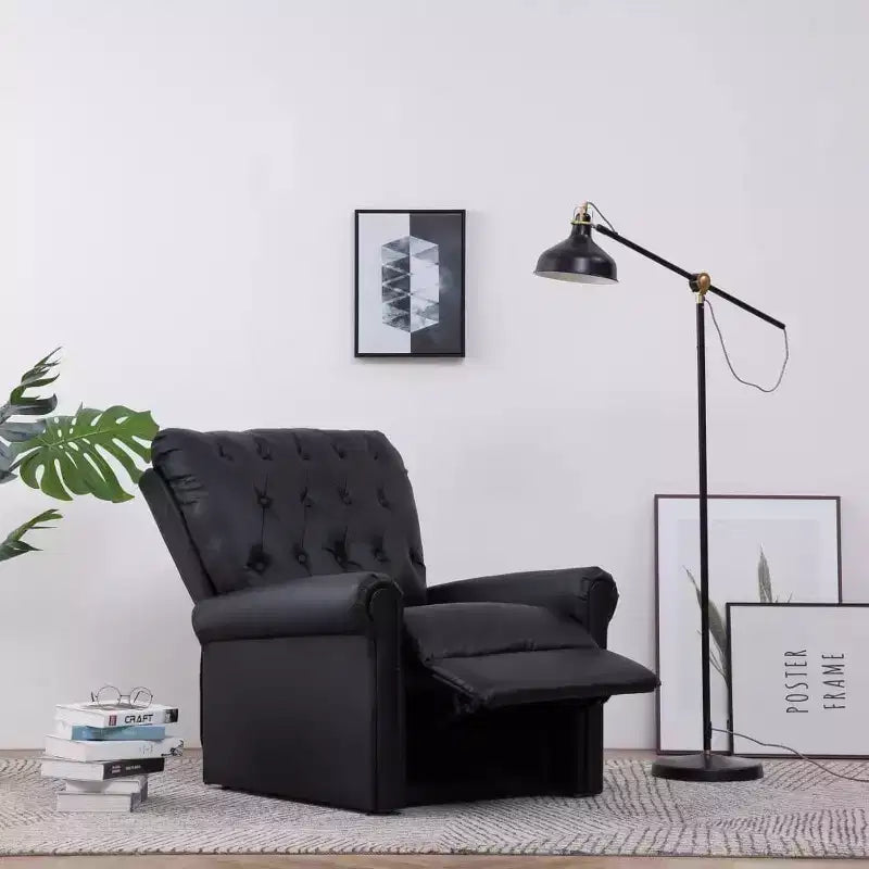 Reclining Chair Black Faux Leather