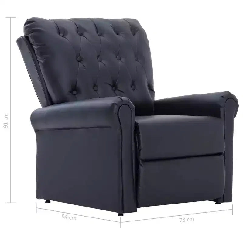 Reclining Chair Black Faux Leather