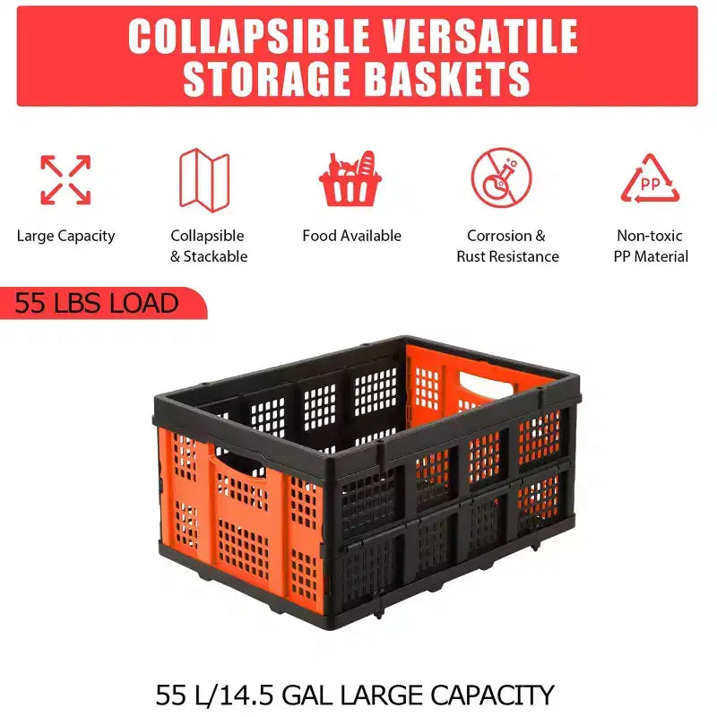 Large Collapsible Storage Baskets  22x15.7x10.2 Inches Foldable Plastic Crates, Extra-Thick Stackable Bins for Home, Kitchen, Pantry