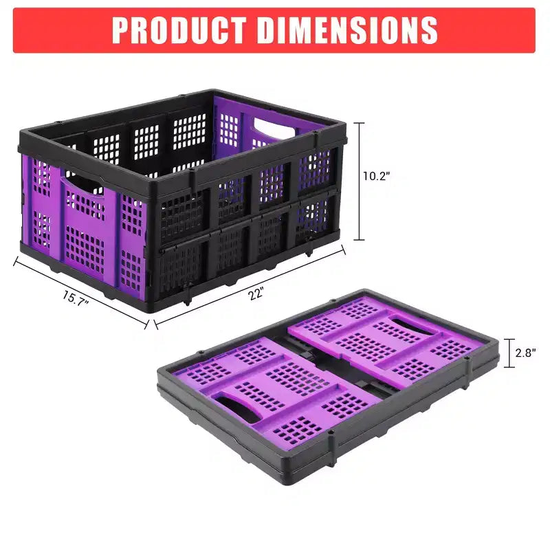 Large Collapsible Storage Baskets  22x15.7x10.2 Inches Foldable Plastic Crates, Extra-Thick Stackable Bins for Home, Kitchen, Pantry