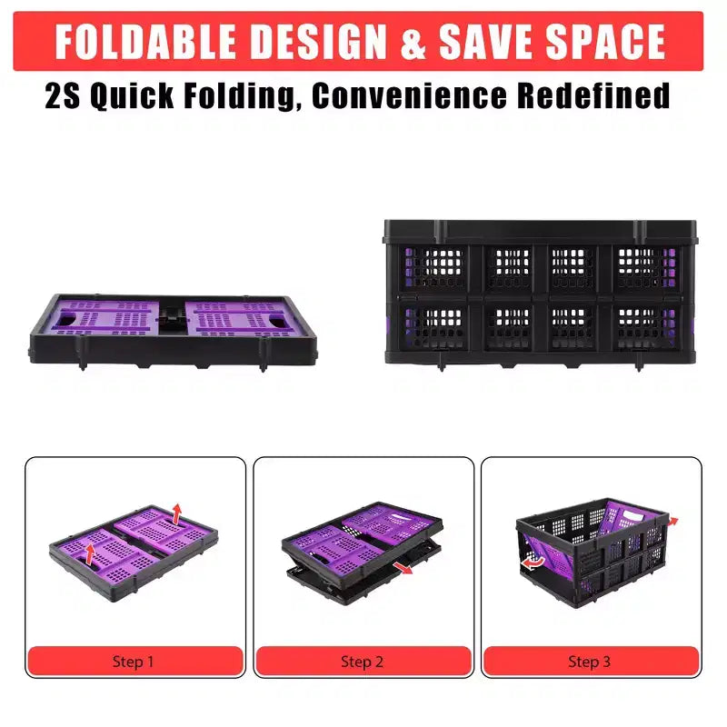 Large Collapsible Storage Baskets  22x15.7x10.2 Inches Foldable Plastic Crates, Extra-Thick Stackable Bins for Home, Kitchen, Pantry
