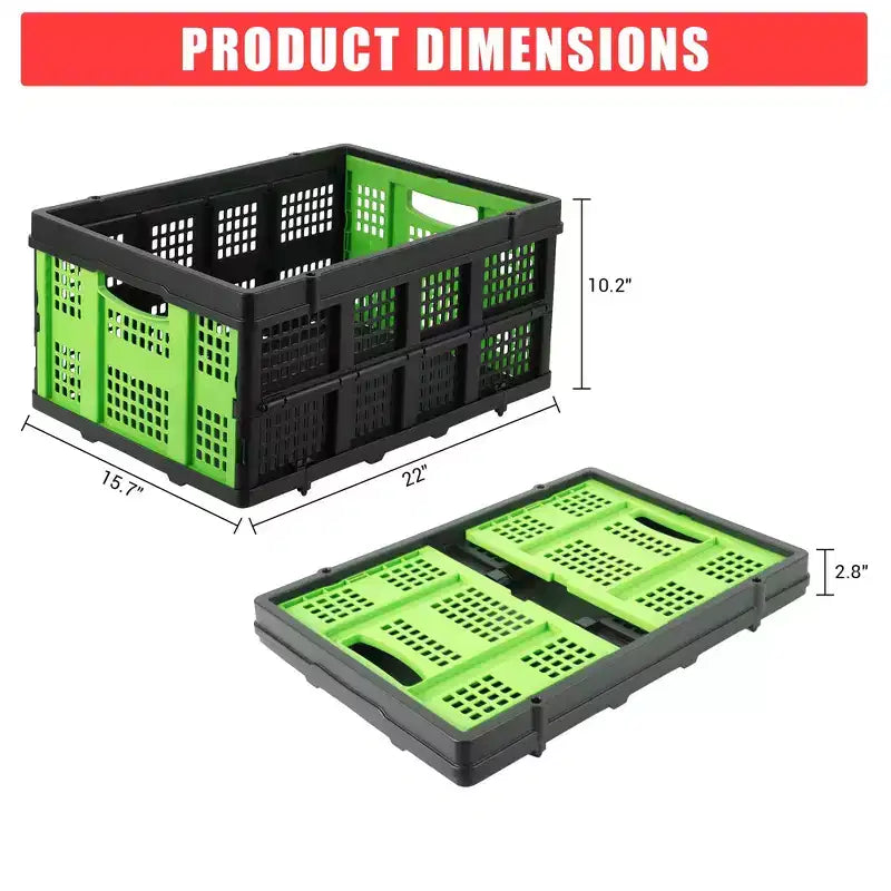 Large Collapsible Storage Baskets  22x15.7x10.2 Inches Foldable Plastic Crates, Extra-Thick Stackable Bins for Home, Kitchen, Pantry