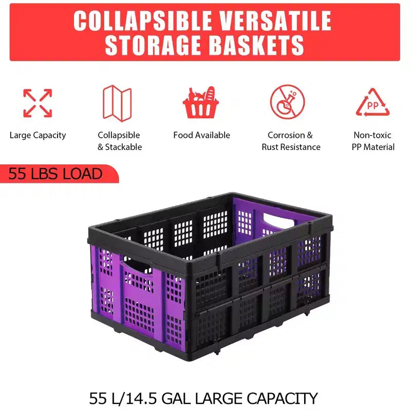 Large Collapsible Storage Baskets  22x15.7x10.2 Inches Foldable Plastic Crates, Extra-Thick Stackable Bins for Home, Kitchen, Pantry