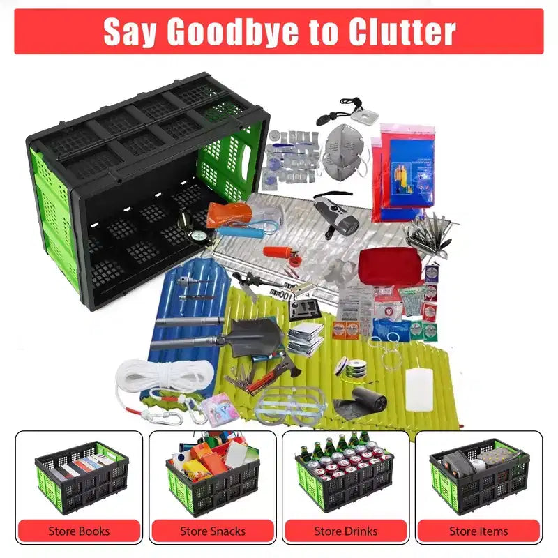 Large Collapsible Storage Baskets  22x15.7x10.2 Inches Foldable Plastic Crates, Extra-Thick Stackable Bins for Home, Kitchen, Pantry