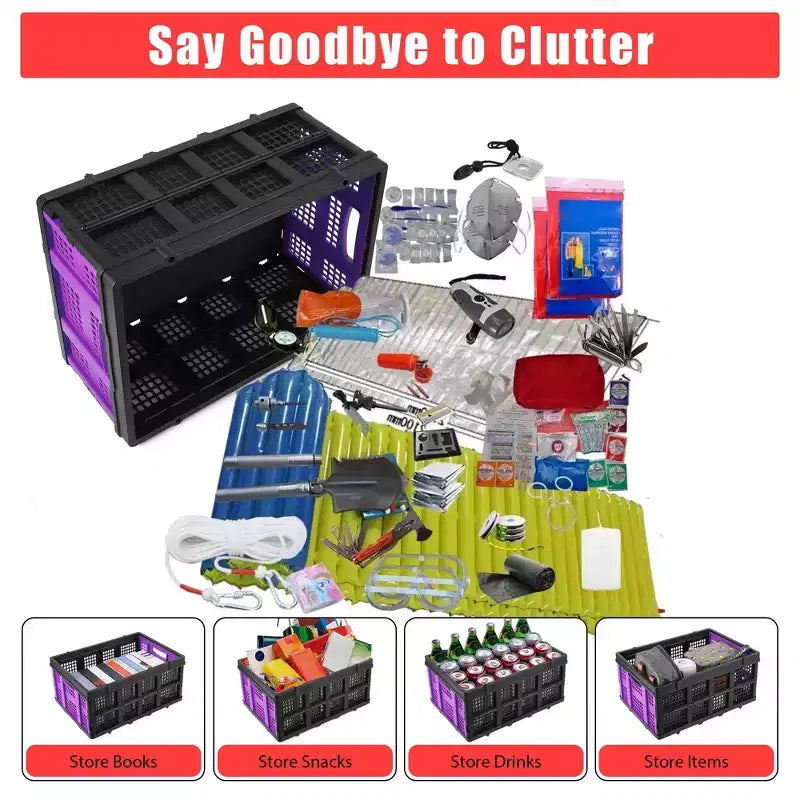 Large Collapsible Storage Baskets  22x15.7x10.2 Inches Foldable Plastic Crates, Extra-Thick Stackable Bins for Home, Kitchen, Pantry
