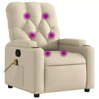 vidaXL Massage Recliner Chair Cream Faux Leather