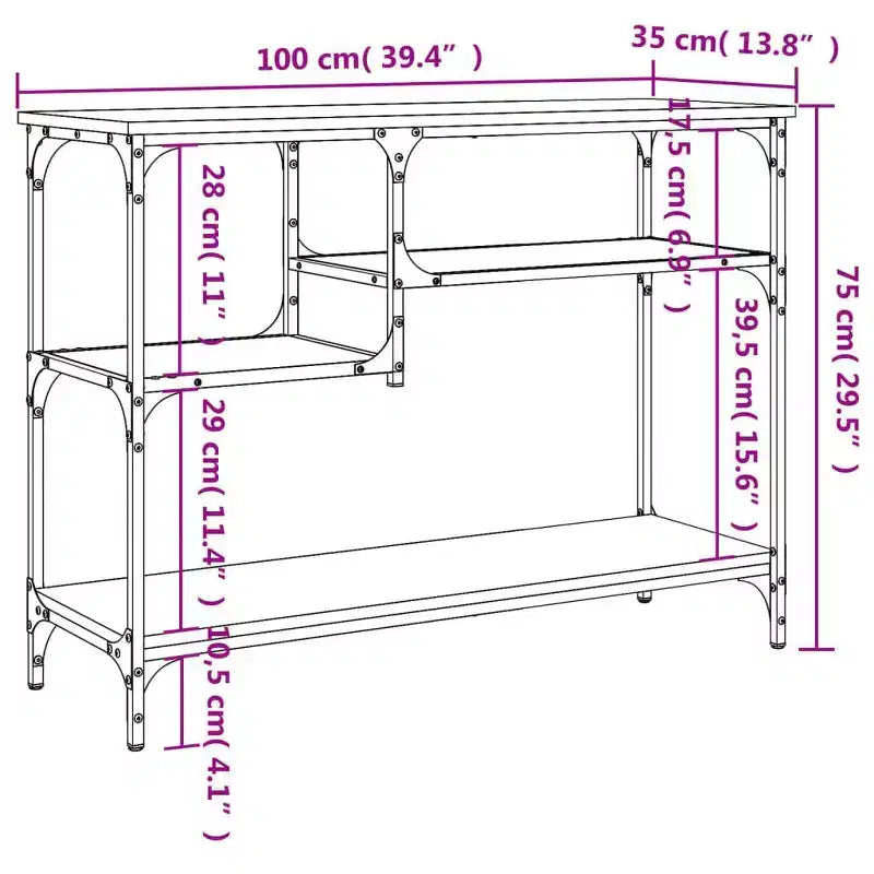 Console Table with Shelves Behind Sofa Entry Desk Living Room Furniture