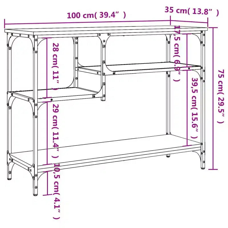 Console Table with Shelves Behind Sofa Entry Desk Living Room Furniture