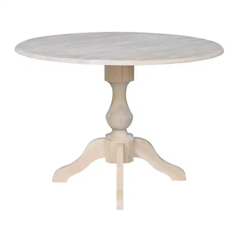 42" Blake Round Drop Leaf Dining Table Unfinished - International Concepts: Compact, Pedestal Base