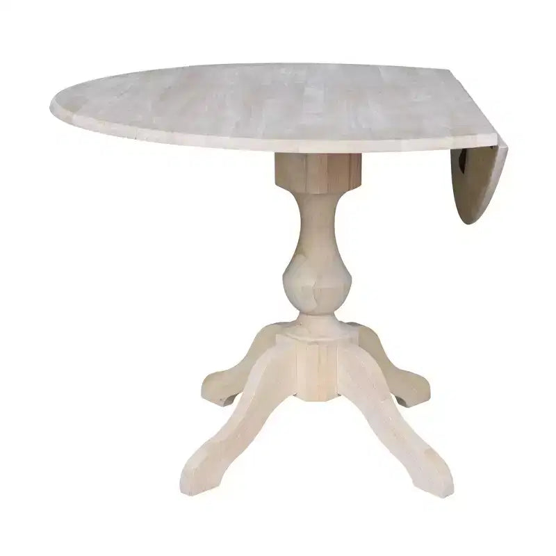 42" Blake Round Drop Leaf Dining Table Unfinished - International Concepts: Compact, Pedestal Base