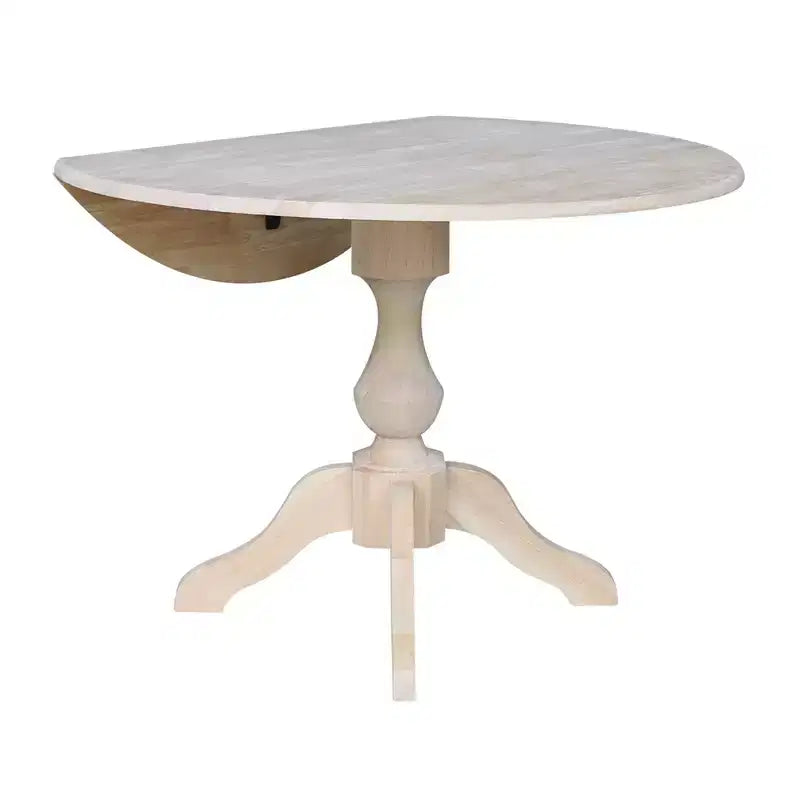 42" Blake Round Drop Leaf Dining Table Unfinished - International Concepts: Compact, Pedestal Base