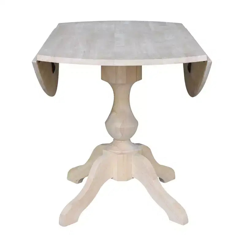 42" Blake Round Drop Leaf Dining Table Unfinished - International Concepts: Compact, Pedestal Base