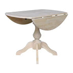 42" Blake Round Drop Leaf Dining Table Unfinished - International Concepts: Compact, Pedestal Base
