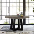 Modern Concrete and Acacia Round Dining Table Gray
