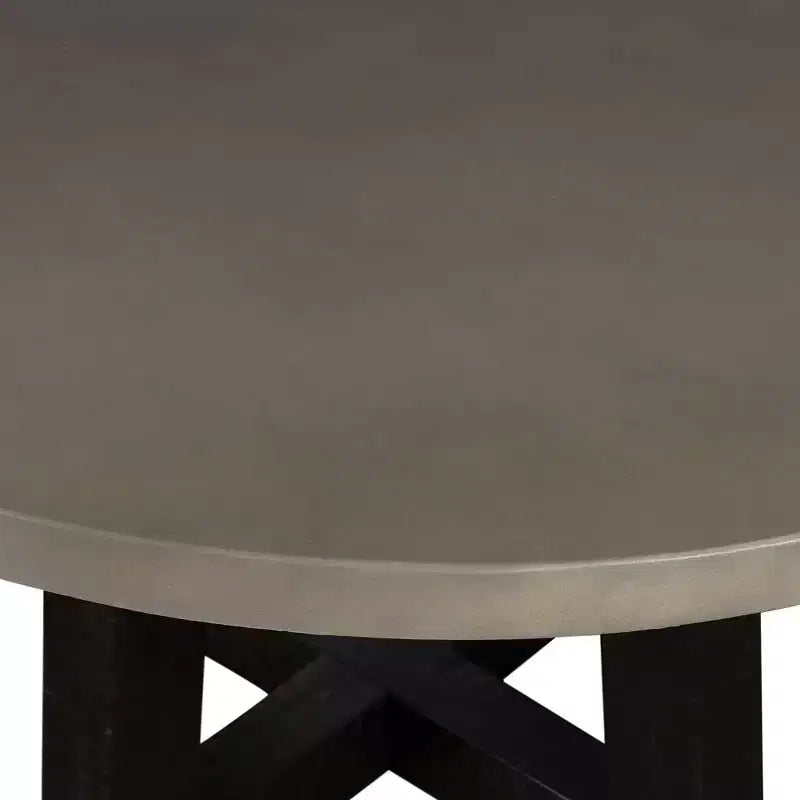 Modern Concrete and Acacia Round Dining Table Gray