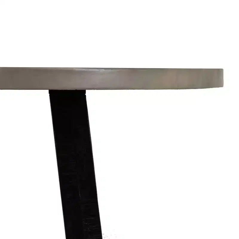 Modern Concrete and Acacia Round Dining Table Gray