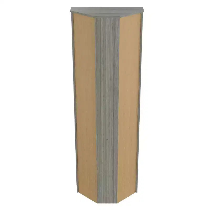 70.02" Corner Bookshelf Gray - Inval: Modern Smoke Oak, 3 Shelves, Double Door Storage
