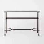 Metal and Marble Console Table with Shelf White Carrara Marble/Dark Bronze