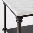 Metal and Marble Console Table with Shelf White Carrara Marble/Dark Bronze