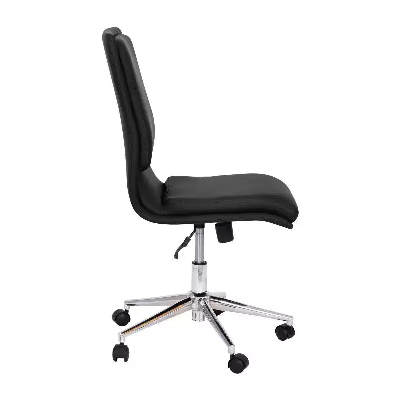 Modern Faux Leather Upholstered Mid-Back Home Office Chair with 5 Star Base and Pneumatic Seat Height Adjustment