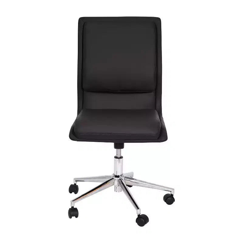 Modern Faux Leather Upholstered Mid-Back Home Office Chair with 5 Star Base and Pneumatic Seat Height Adjustment