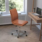 Modern Faux Leather Upholstered Mid-Back Home Office Chair with 5 Star Base and Pneumatic Seat Height Adjustment