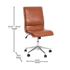 Modern Faux Leather Upholstered Mid-Back Home Office Chair with 5 Star Base and Pneumatic Seat Height Adjustment