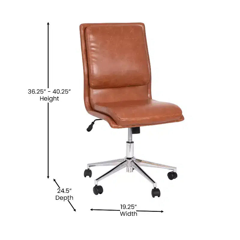Modern Faux Leather Upholstered Mid-Back Home Office Chair with 5 Star Base and Pneumatic Seat Height Adjustment
