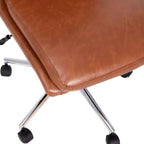 Modern Faux Leather Upholstered Mid-Back Home Office Chair with 5 Star Base and Pneumatic Seat Height Adjustment