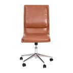 Modern Faux Leather Upholstered Mid-Back Home Office Chair with 5 Star Base and Pneumatic Seat Height Adjustment