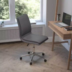 Modern Faux Leather Upholstered Mid-Back Home Office Chair with 5 Star Base and Pneumatic Seat Height Adjustment