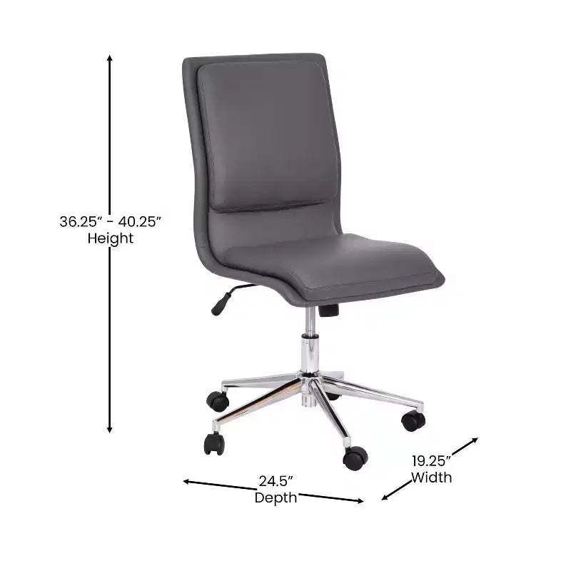 Modern Faux Leather Upholstered Mid-Back Home Office Chair with 5 Star Base and Pneumatic Seat Height Adjustment
