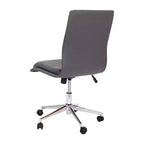 Modern Faux Leather Upholstered Mid-Back Home Office Chair with 5 Star Base and Pneumatic Seat Height Adjustment