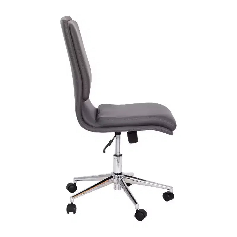 Modern Faux Leather Upholstered Mid-Back Home Office Chair with 5 Star Base and Pneumatic Seat Height Adjustment