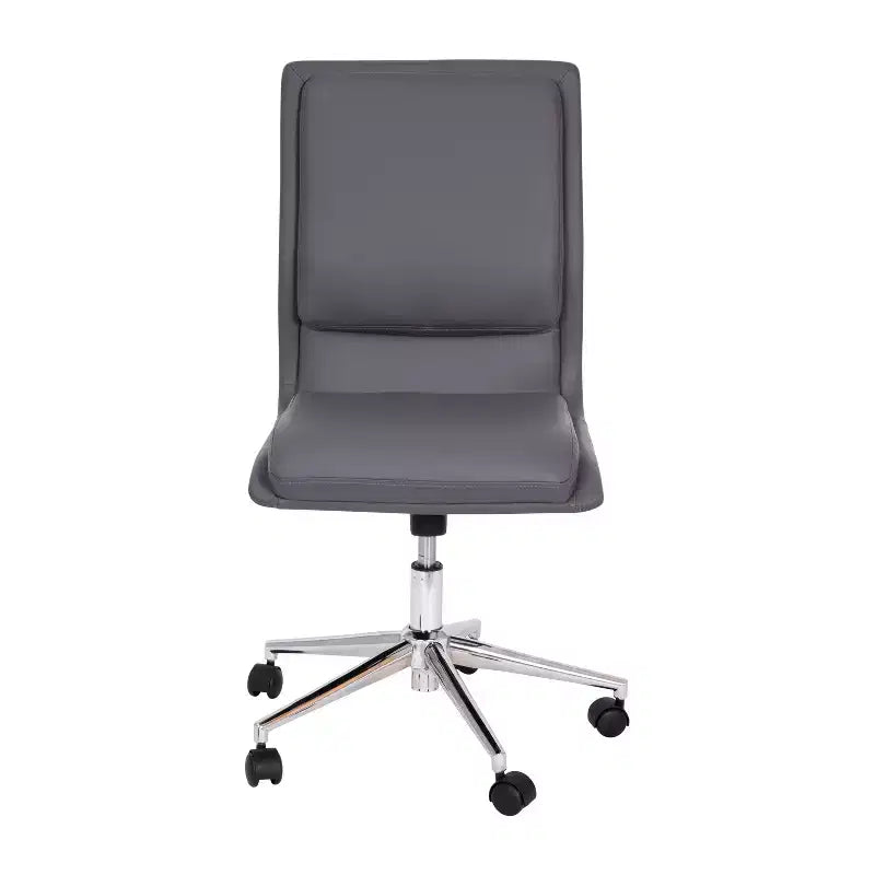 Modern Faux Leather Upholstered Mid-Back Home Office Chair with 5 Star Base and Pneumatic Seat Height Adjustment
