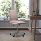 Modern Faux Leather Upholstered Mid-Back Home Office Chair with 5 Star Base and Pneumatic Seat Height Adjustment