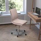 Modern Faux Leather Upholstered Mid-Back Home Office Chair with 5 Star Base and Pneumatic Seat Height Adjustment