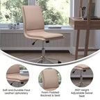 Modern Faux Leather Upholstered Mid-Back Home Office Chair with 5 Star Base and Pneumatic Seat Height Adjustment