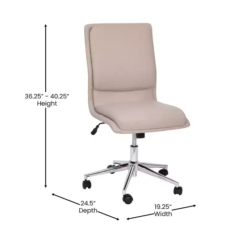 Modern Faux Leather Upholstered Mid-Back Home Office Chair with 5 Star Base and Pneumatic Seat Height Adjustment