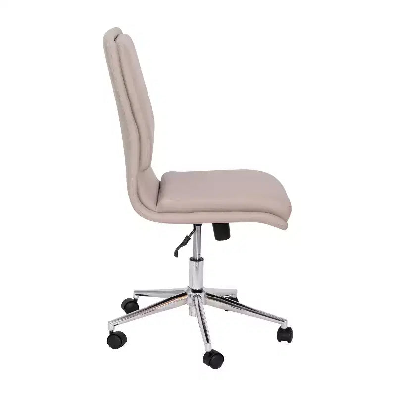 Modern Faux Leather Upholstered Mid-Back Home Office Chair with 5 Star Base and Pneumatic Seat Height Adjustment