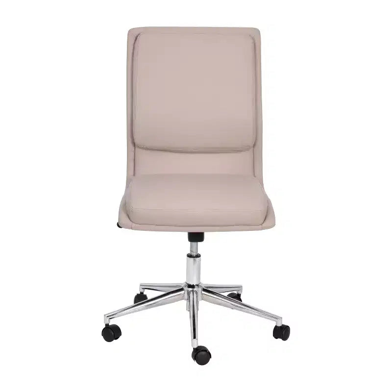 Modern Faux Leather Upholstered Mid-Back Home Office Chair with 5 Star Base and Pneumatic Seat Height Adjustment