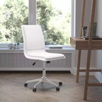 Modern Faux Leather Upholstered Mid-Back Home Office Chair with 5 Star Base and Pneumatic Seat Height Adjustment
