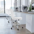 Modern Faux Leather Upholstered Mid-Back Home Office Chair with 5 Star Base and Pneumatic Seat Height Adjustment