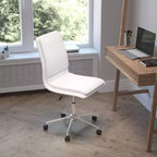 Modern Faux Leather Upholstered Mid-Back Home Office Chair with 5 Star Base and Pneumatic Seat Height Adjustment