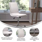 Modern Faux Leather Upholstered Mid-Back Home Office Chair with 5 Star Base and Pneumatic Seat Height Adjustment